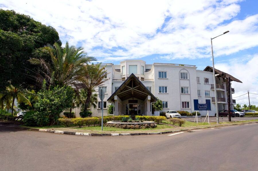 Grand Baie Business Park building exterior with parking area